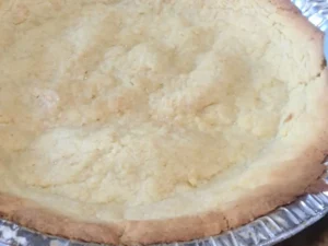 South African Milk tart pastry base after 15 minutes in the oven