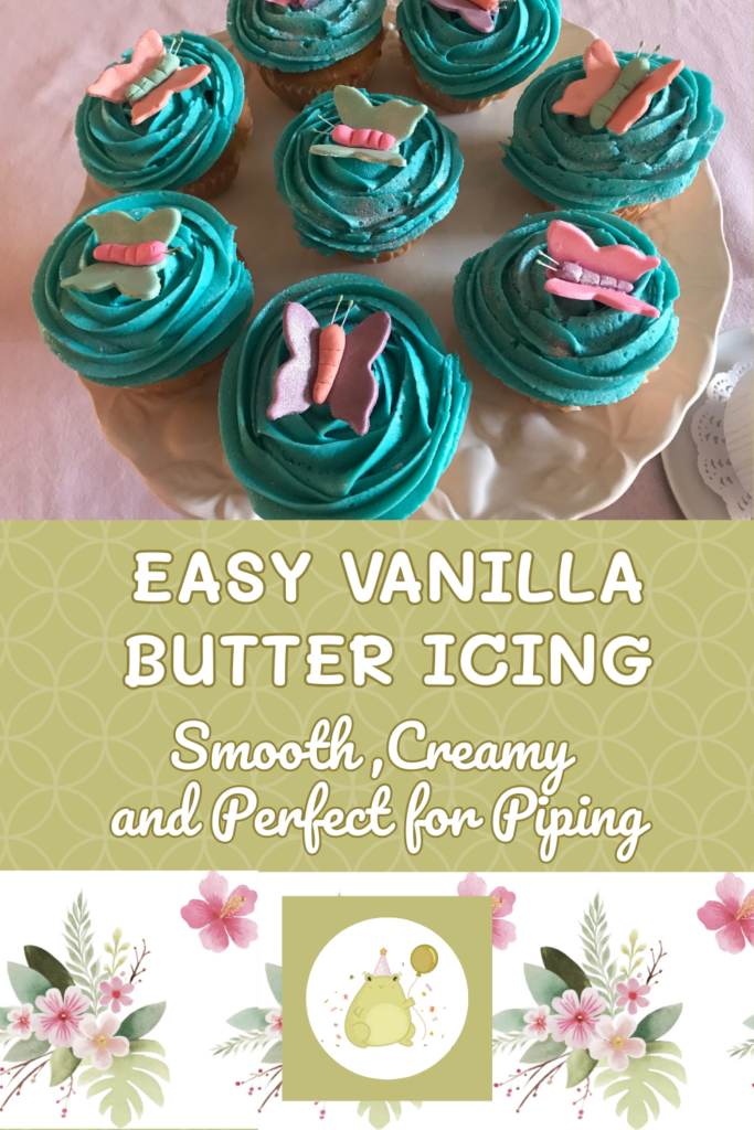 Butterfly cupcakes decorated with smooth vanilla butter icing piped into elegant swirls and finished with butterfly decorations.