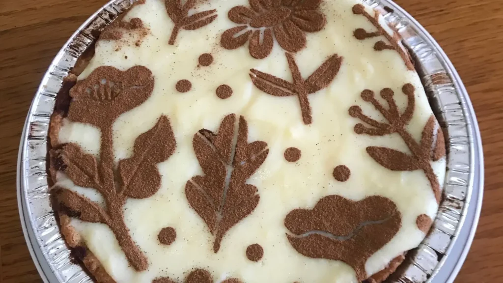 South African Milk tart in a foil pie dish (Melktert)