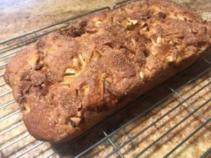 Freshly baked apple cinnamon loaf cake