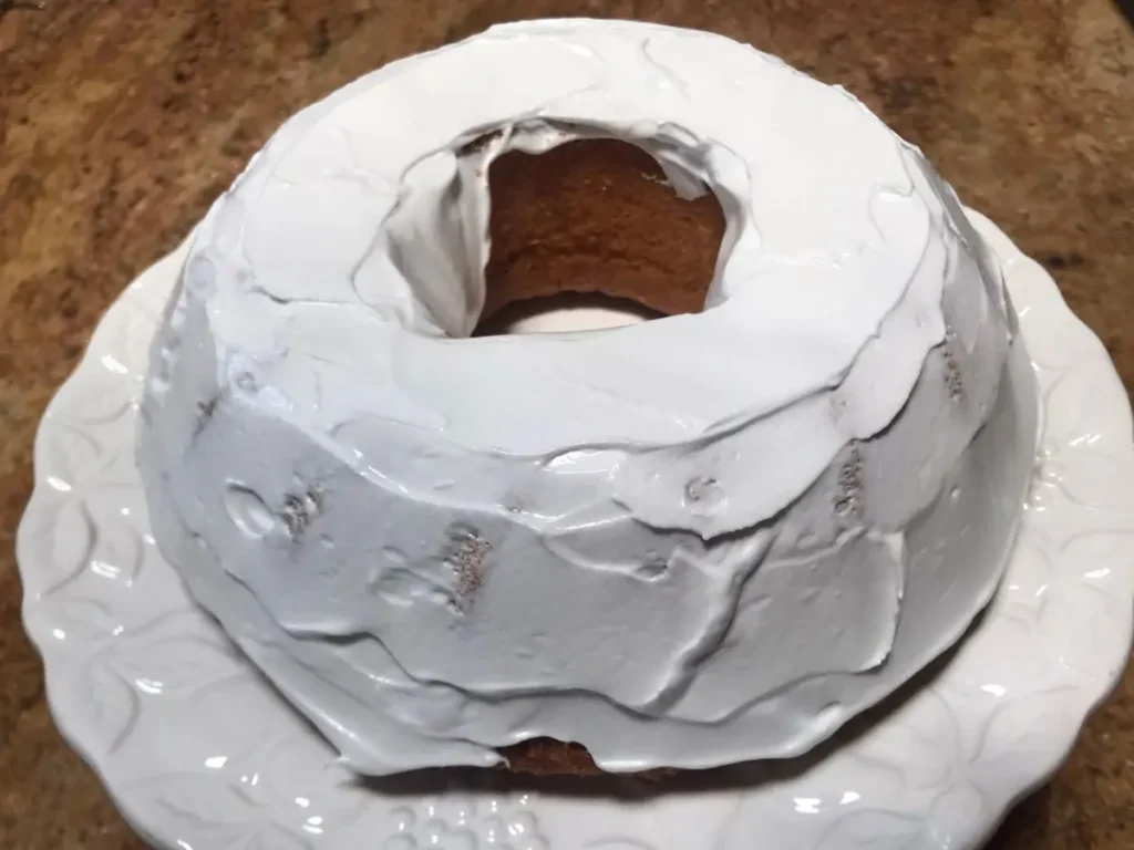 Yoghurt cake iced with royal icing