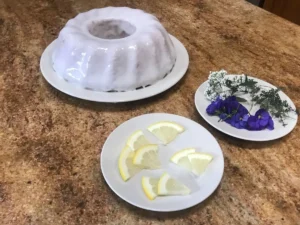 Yoghurt cake iced with lemon glaze