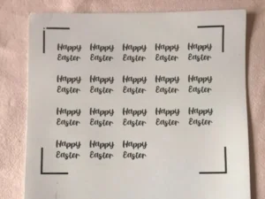 Sheet of “Happy Easter” stickers