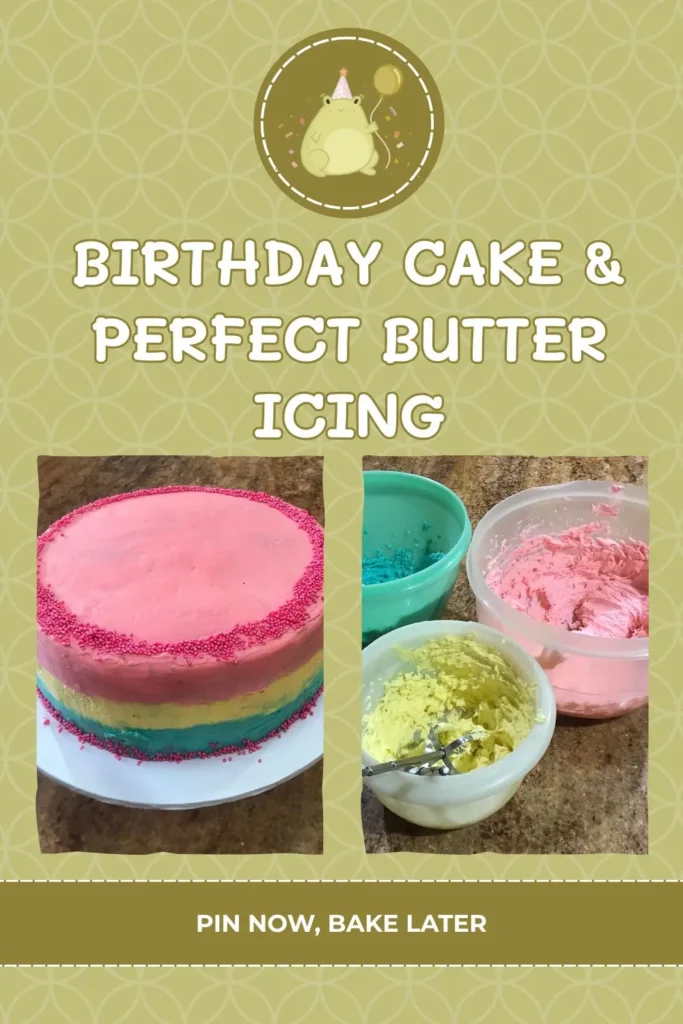 Colourful chocolate birthday cake with rainbow buttercream layers