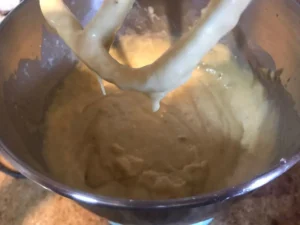 Old fashioned banana bread batter fully combined