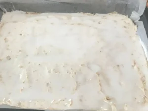 Baked Pfefferkuchen sheet cake with icing