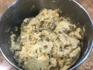 Buttermilk bran rusk dough mixed and ready to bake