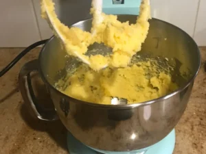 Butter and sugar creamed for Pecan Balls