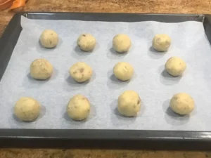 Unbaked Pecan Balls on baking tray